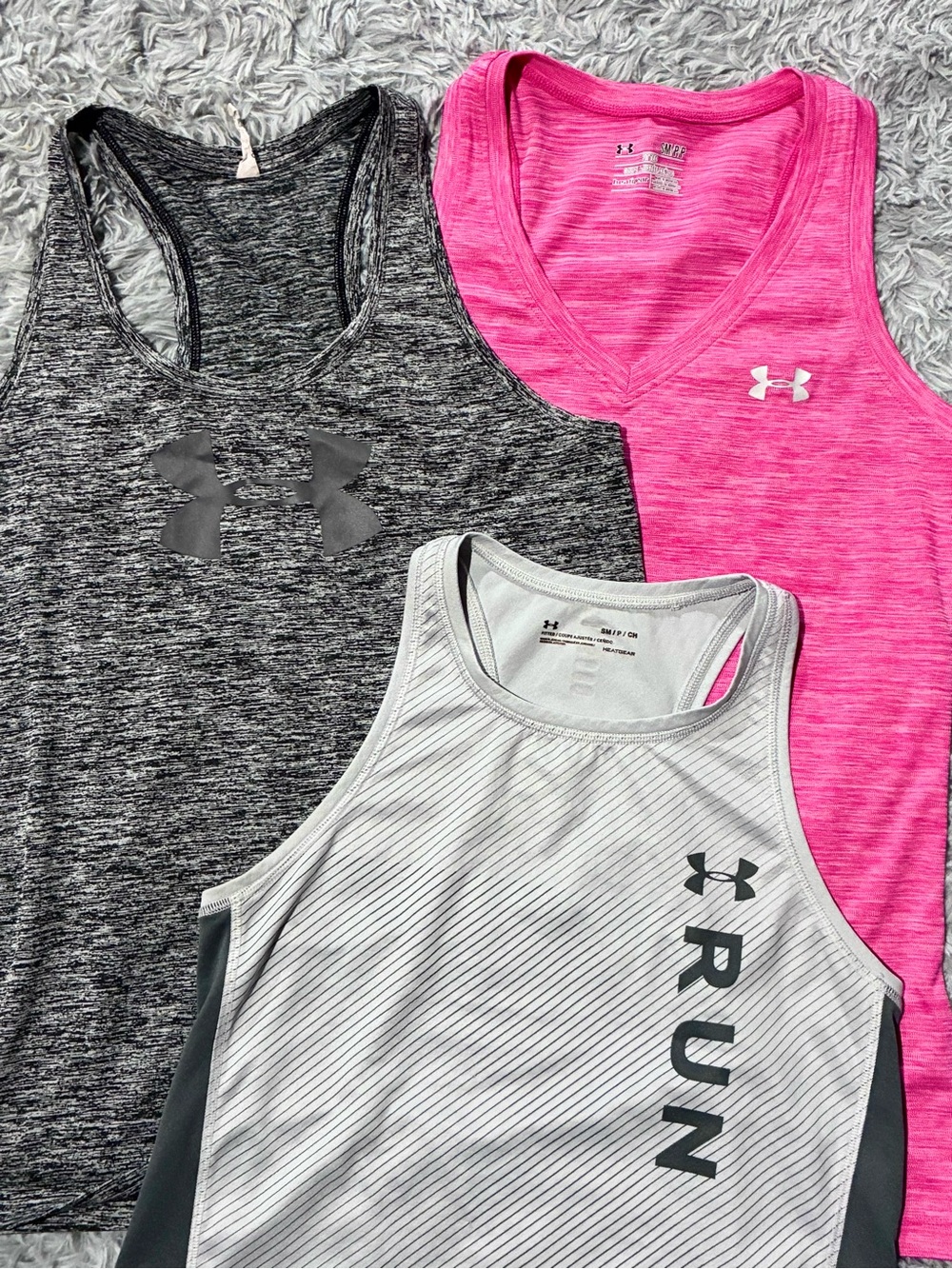 NEW Lot 3 Under Armour running gym tank top shirts workout classic racerback S